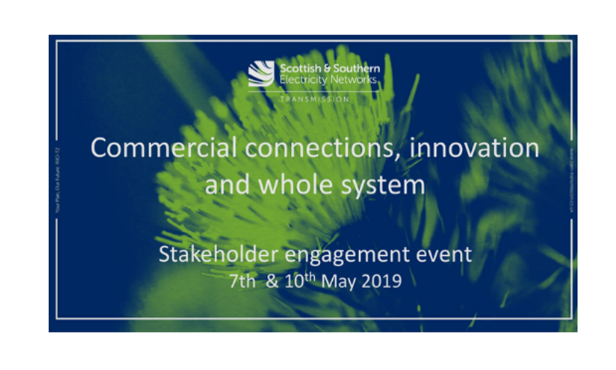 the text "Connections, Innovation and Whole Systems”  and ”Stakeholder event 7th & 10th May 2019”