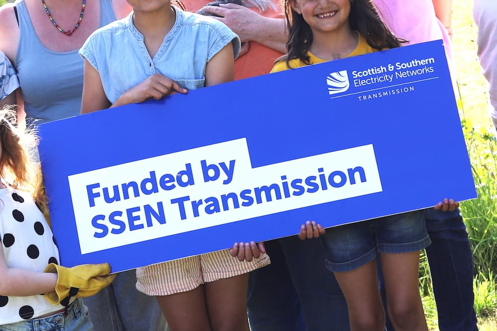 A sign saying Funded by SSEN Transmission