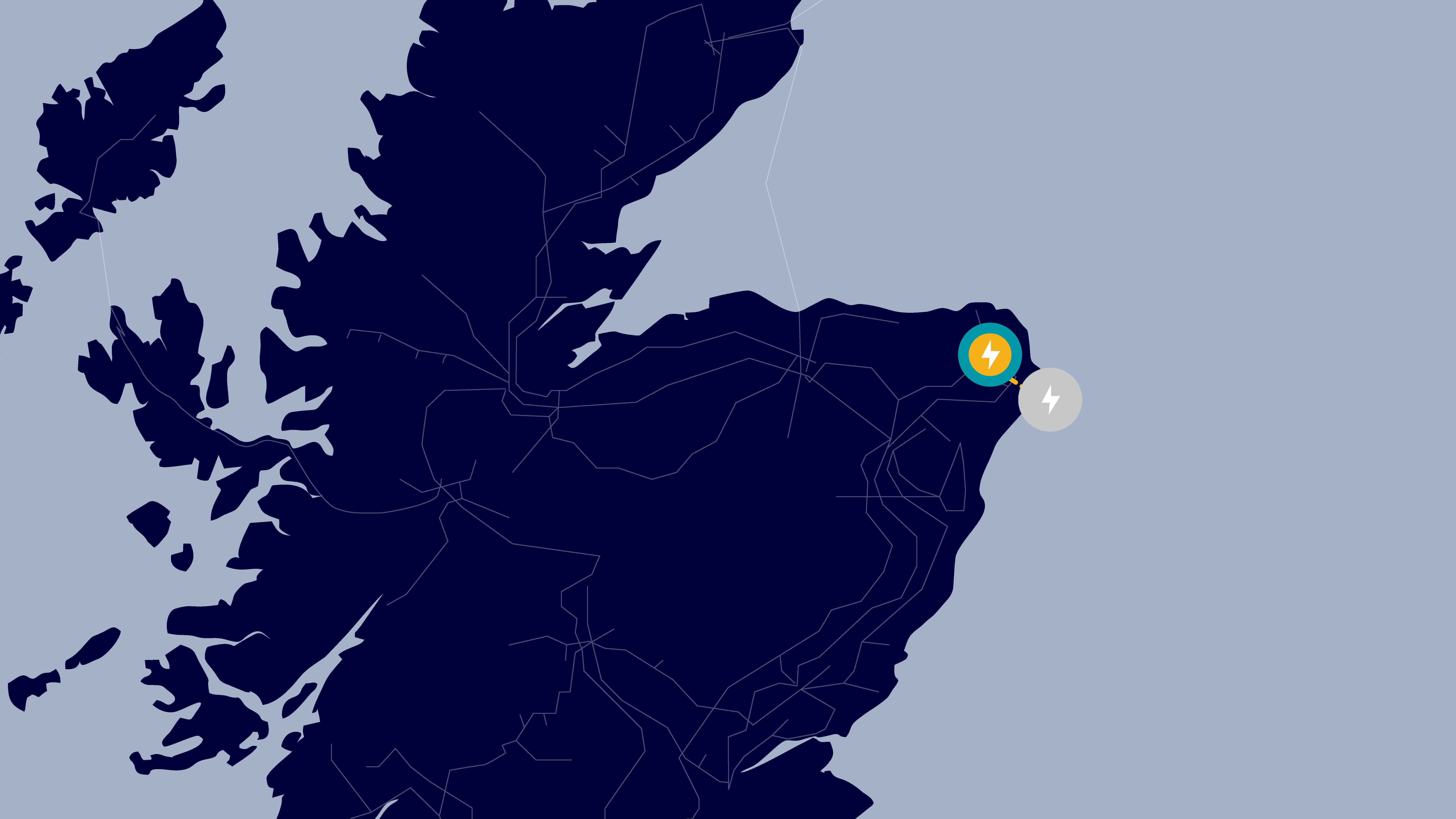 A map of the north of Scotland showing the proposed project between Netherton and Peterhead