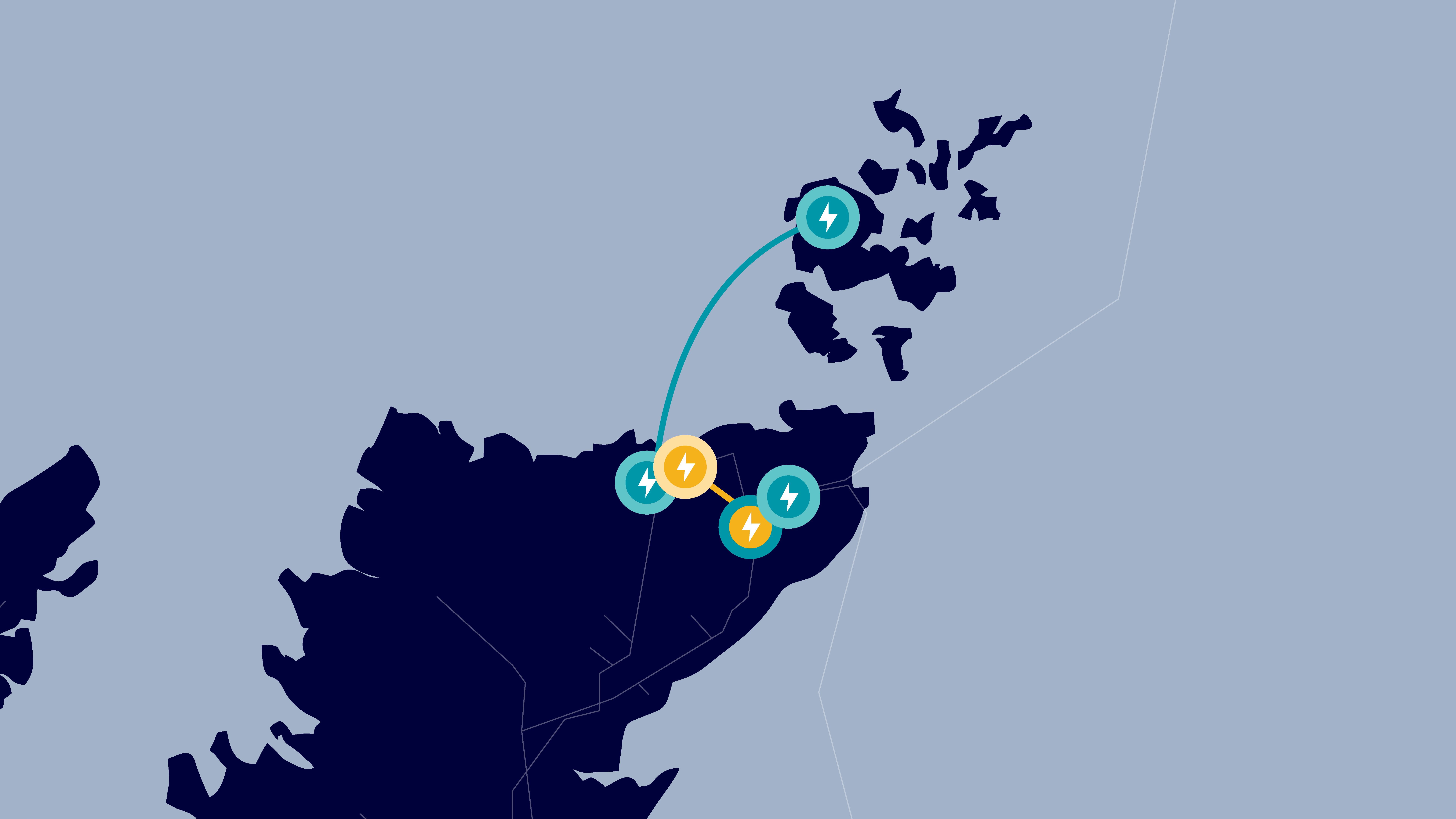 A map of the north of Scotland showing the proposed Dounreay to Spittal project routes