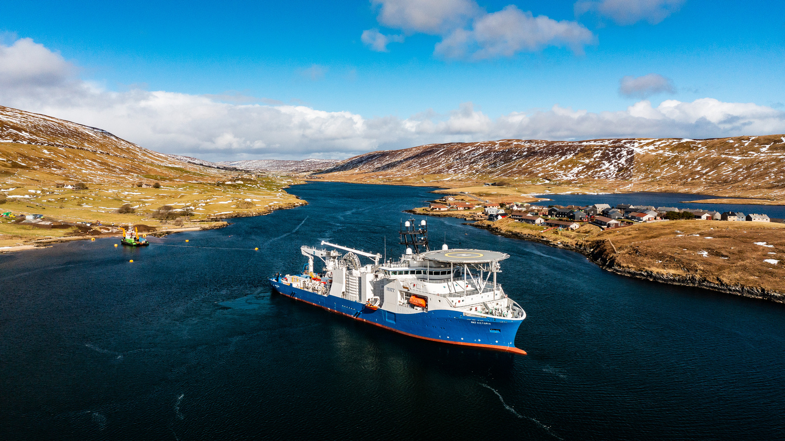 Ship in water at Shetlands.