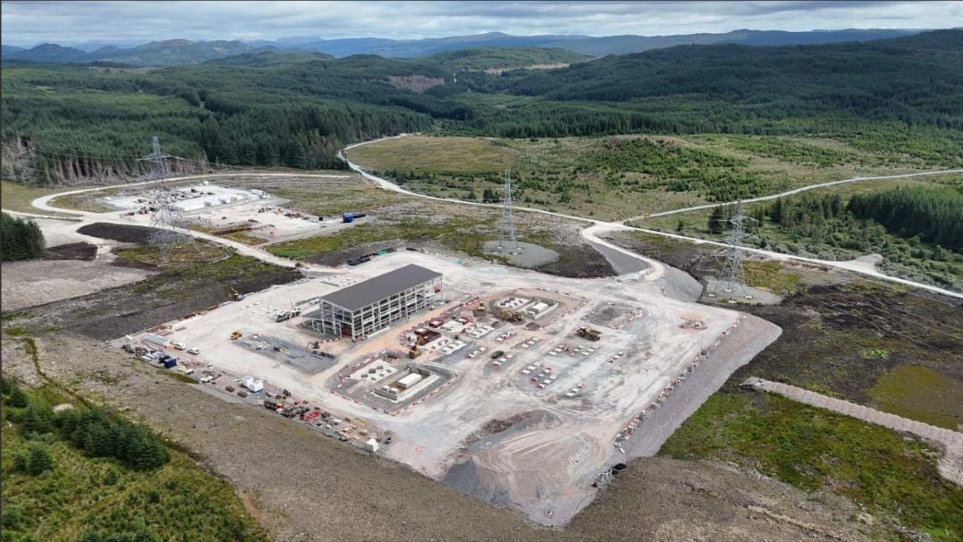 Aerial view of Craig Murrail 275kV Substation under construction