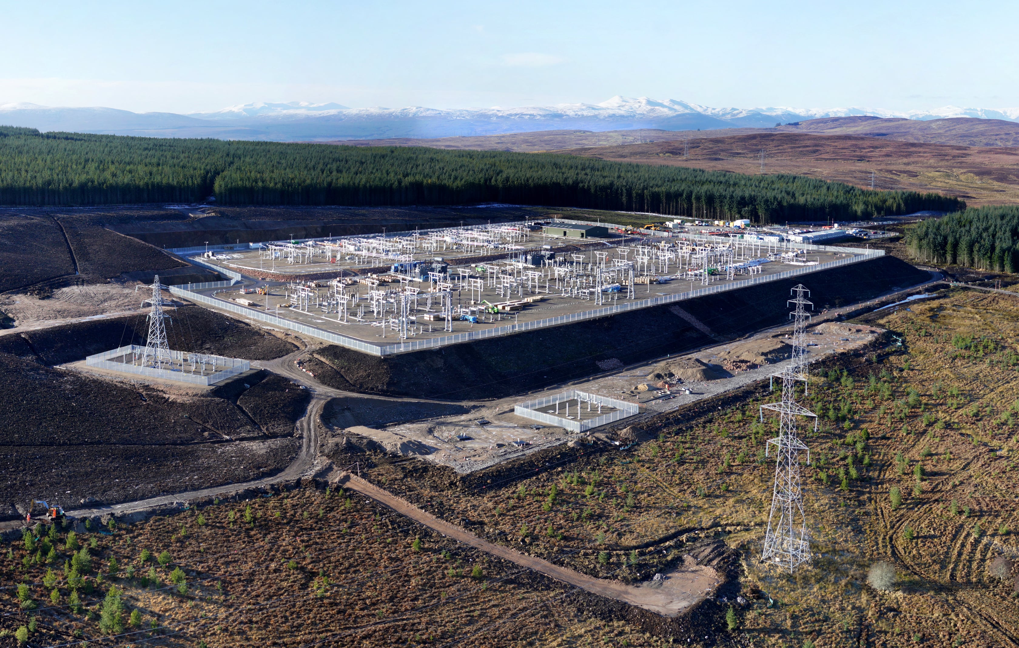 Loch Buidhe March 2017 An aerial view of a substation under construction.