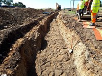 A dirt trench.