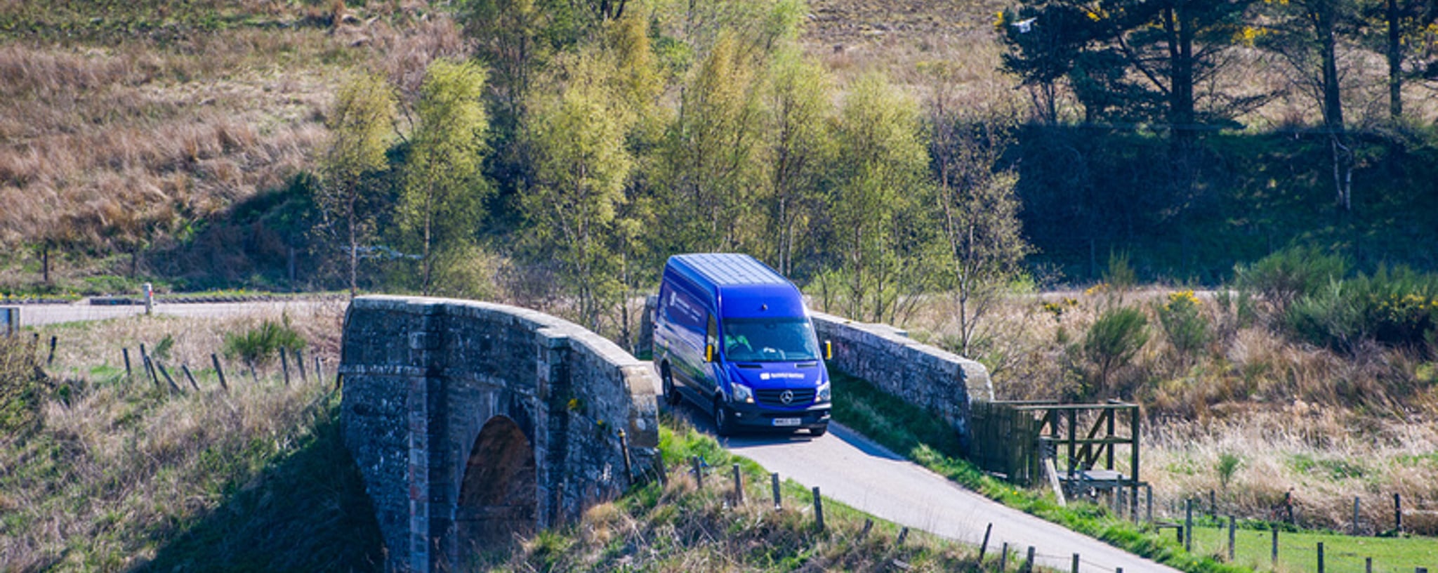 SSEN Transmission van drives through scottish countryside