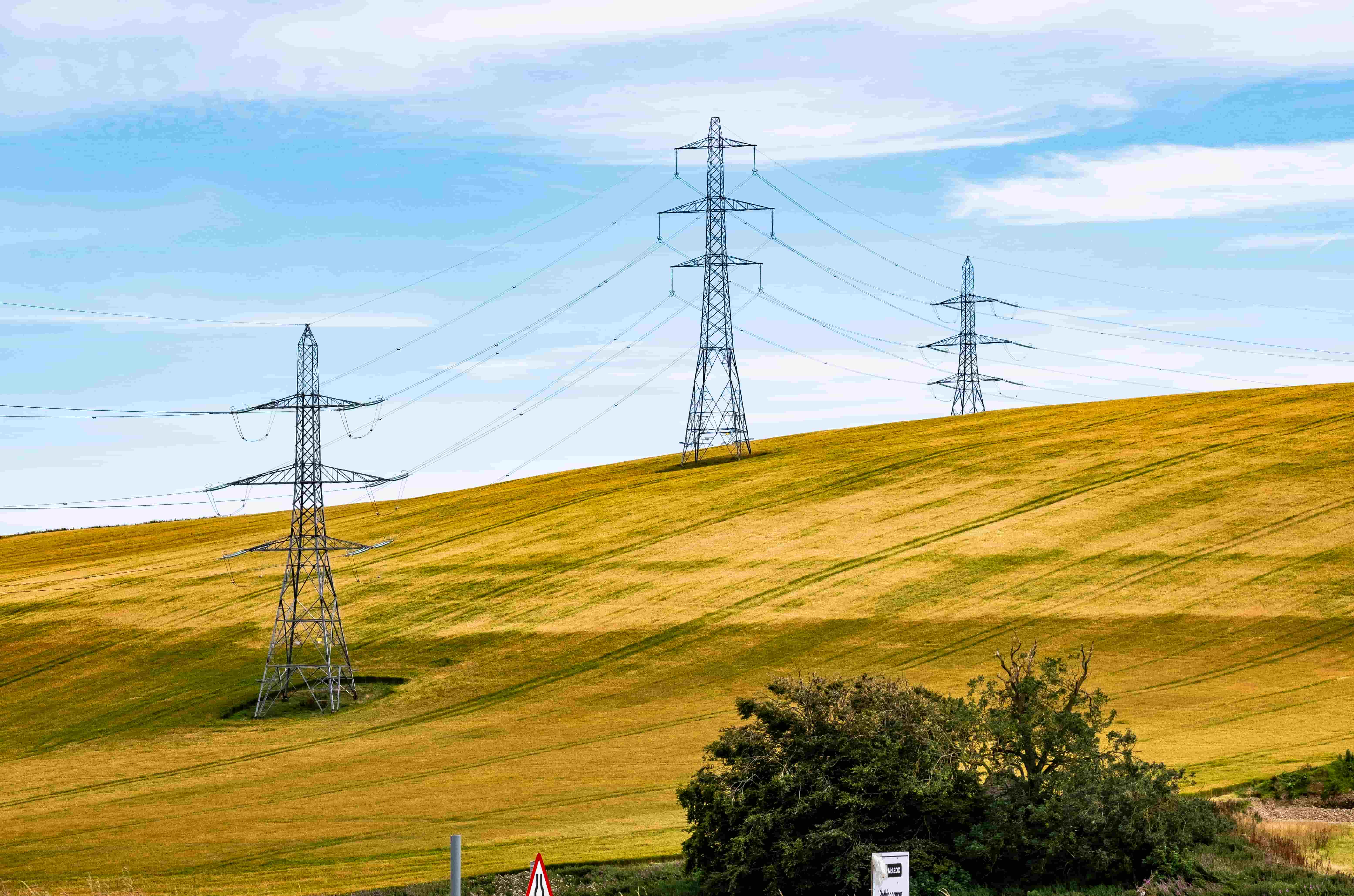 Pylons in Aberdeenshire near Rothienorman Substation