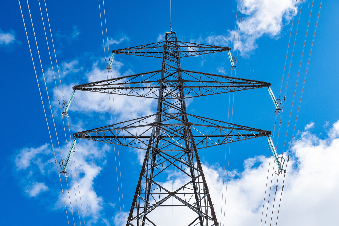 SSEN Transmission tower against a blue sky