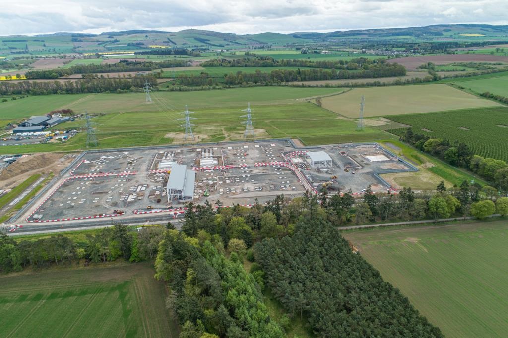 Aerial view of a construction site.