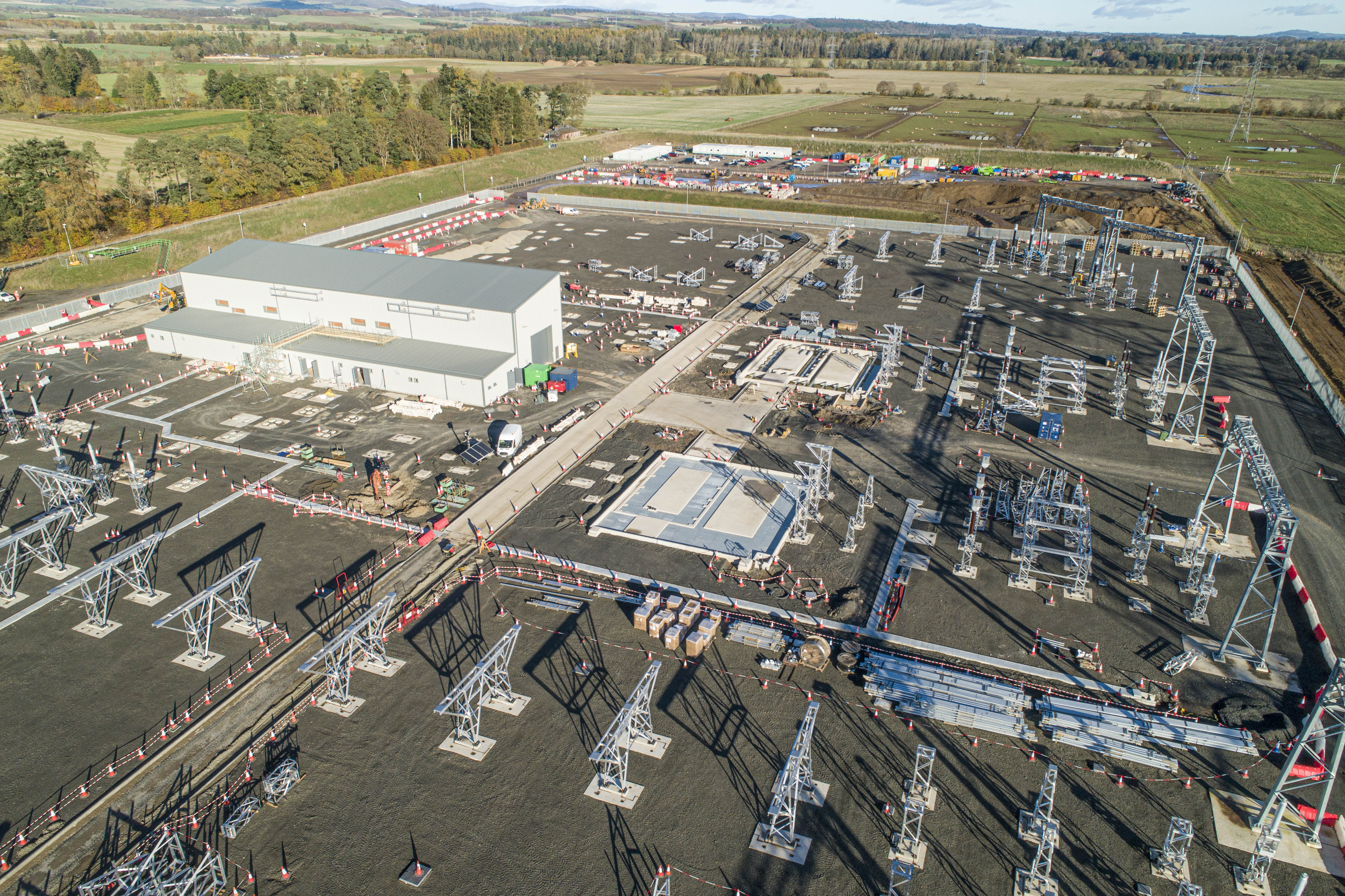 Aerial view of substation.