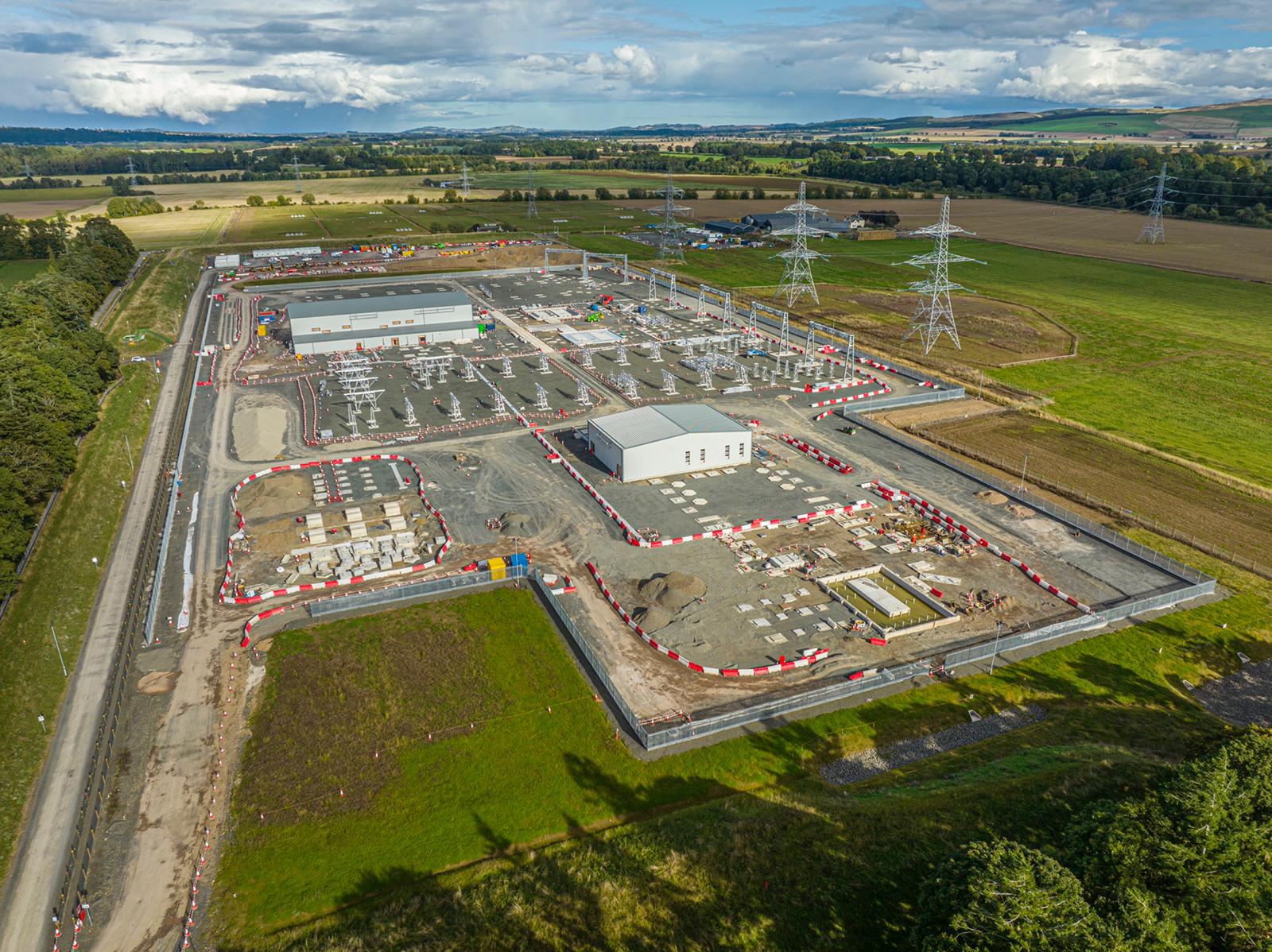 Aerial view of substation.