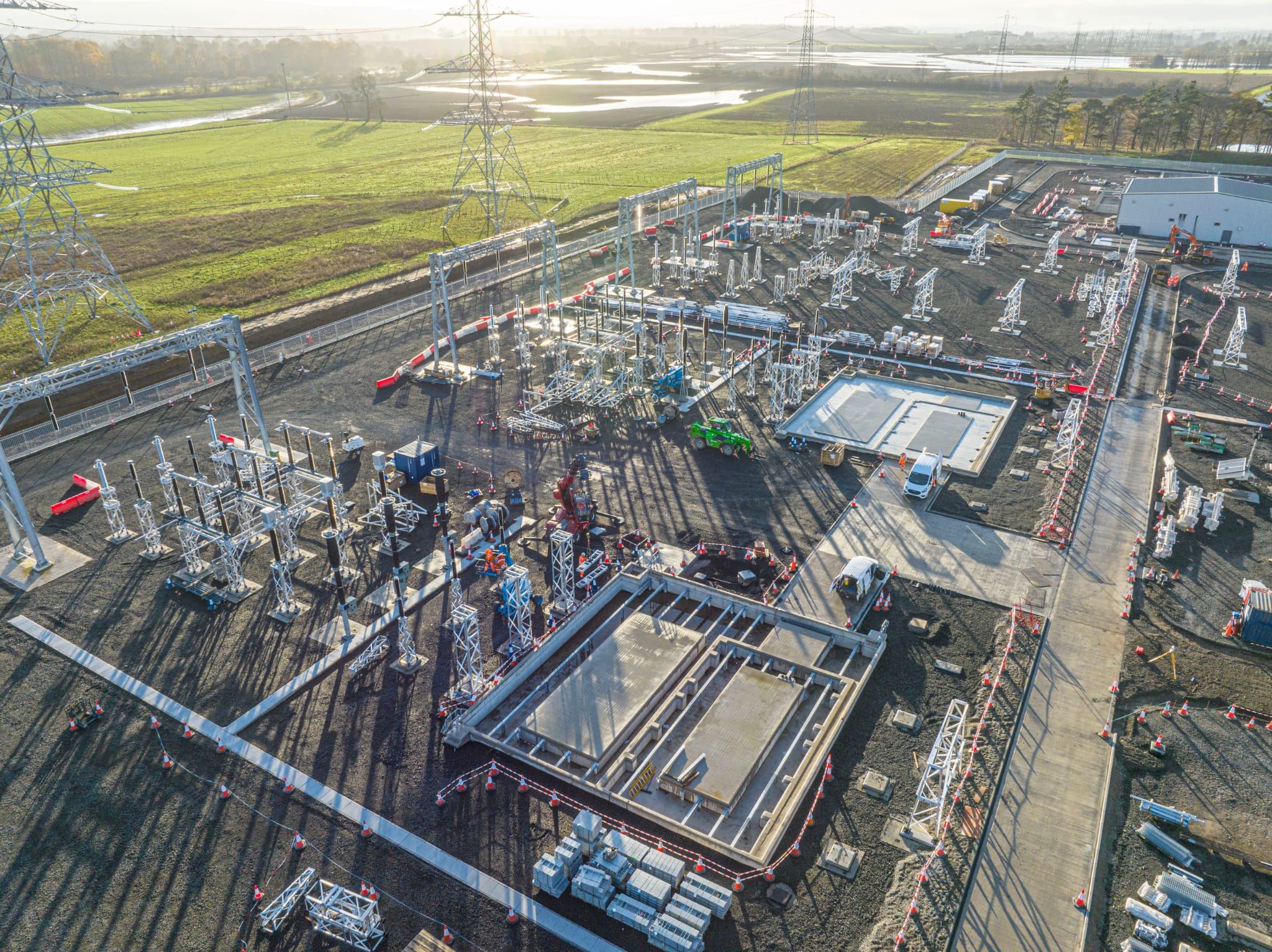 Aerial view of substation.