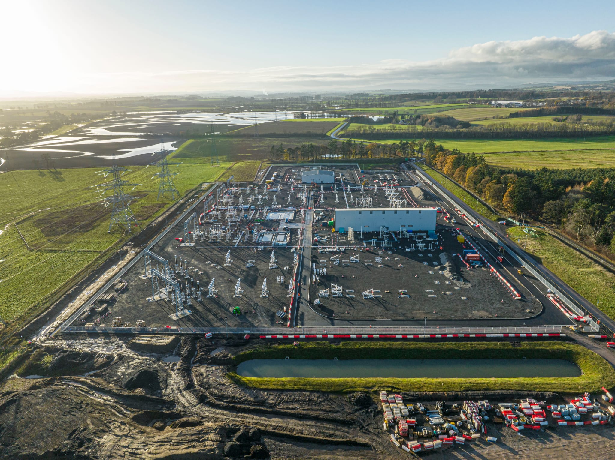 Aerial view of substation.