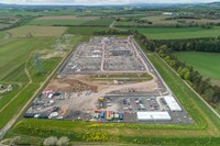 Aerial view of a construction site.