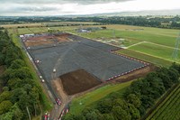 An aerial view of a construction site.