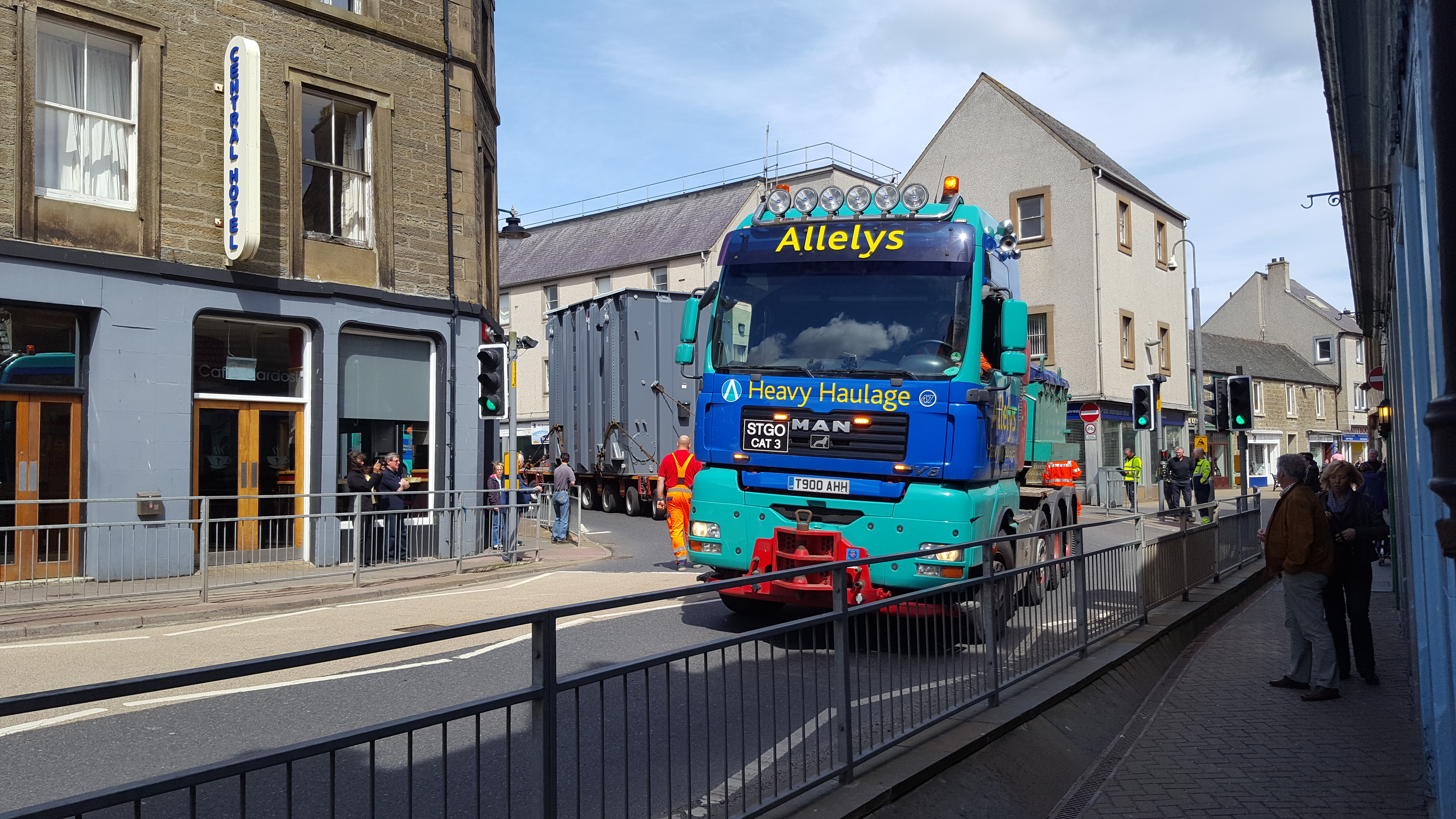 Container being transported through town.