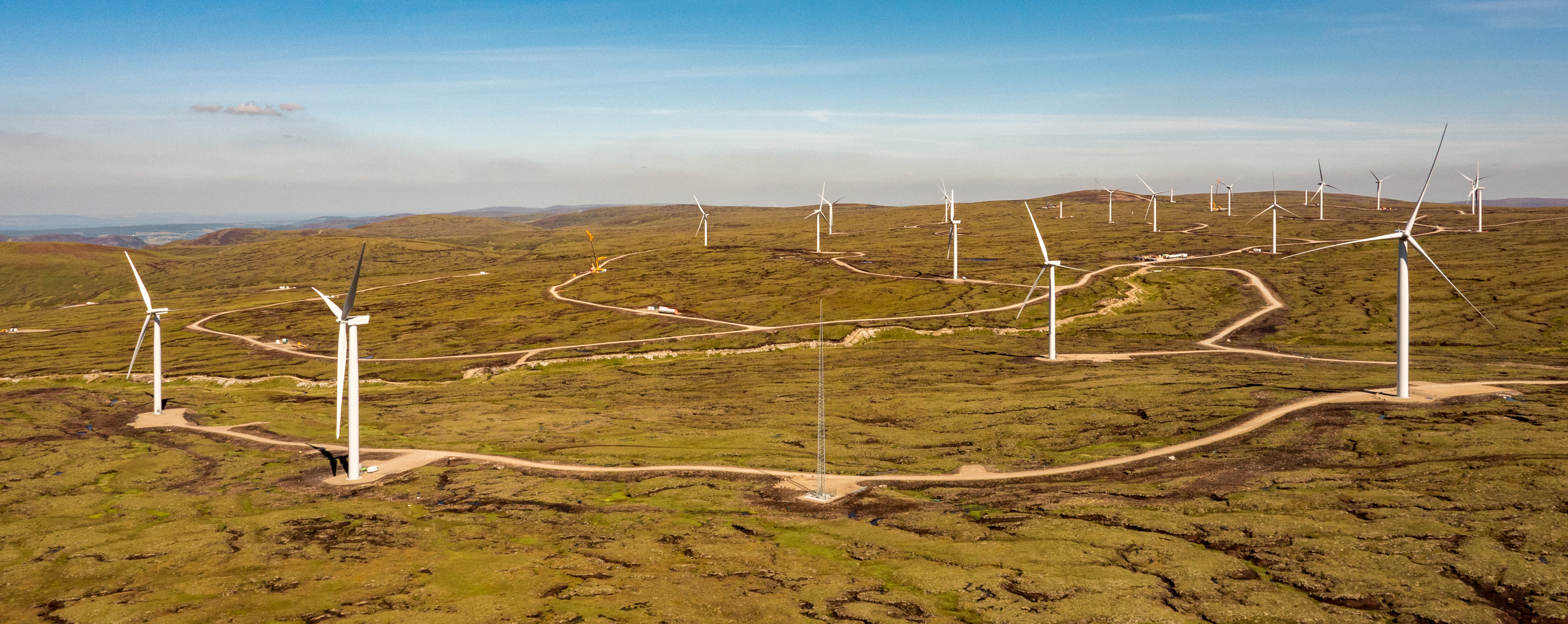 Aerial view of windfarm.