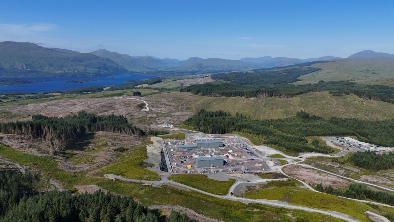 Aerial view of construction progress