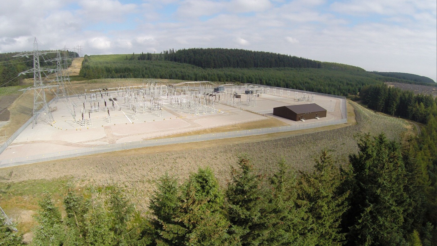 Aerial view of substation.