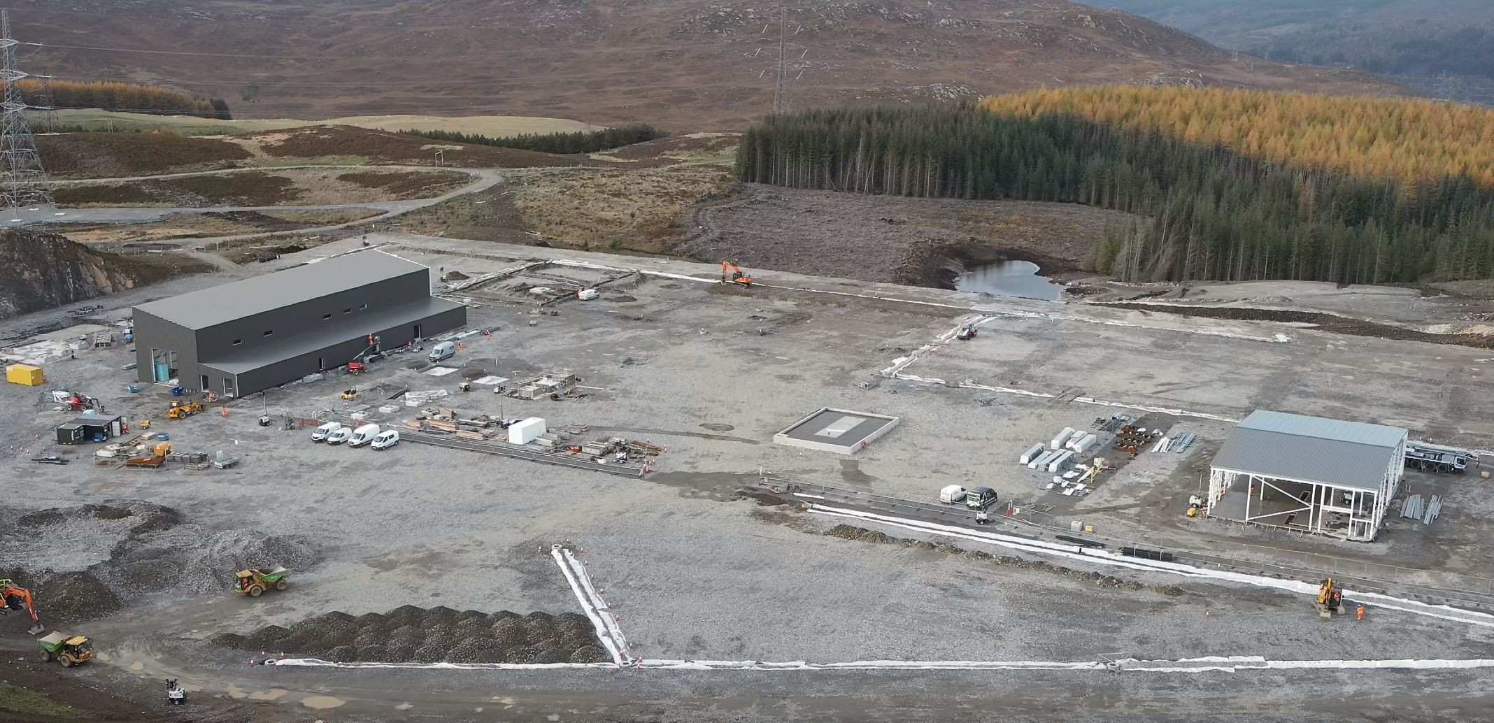 Aerial view of substation.