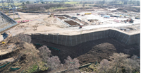 Side aerial view of retained wall.