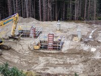 Foundation infrastructure on a construction site.