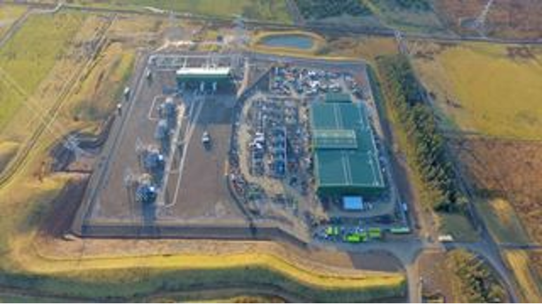 Aerial view of a substation