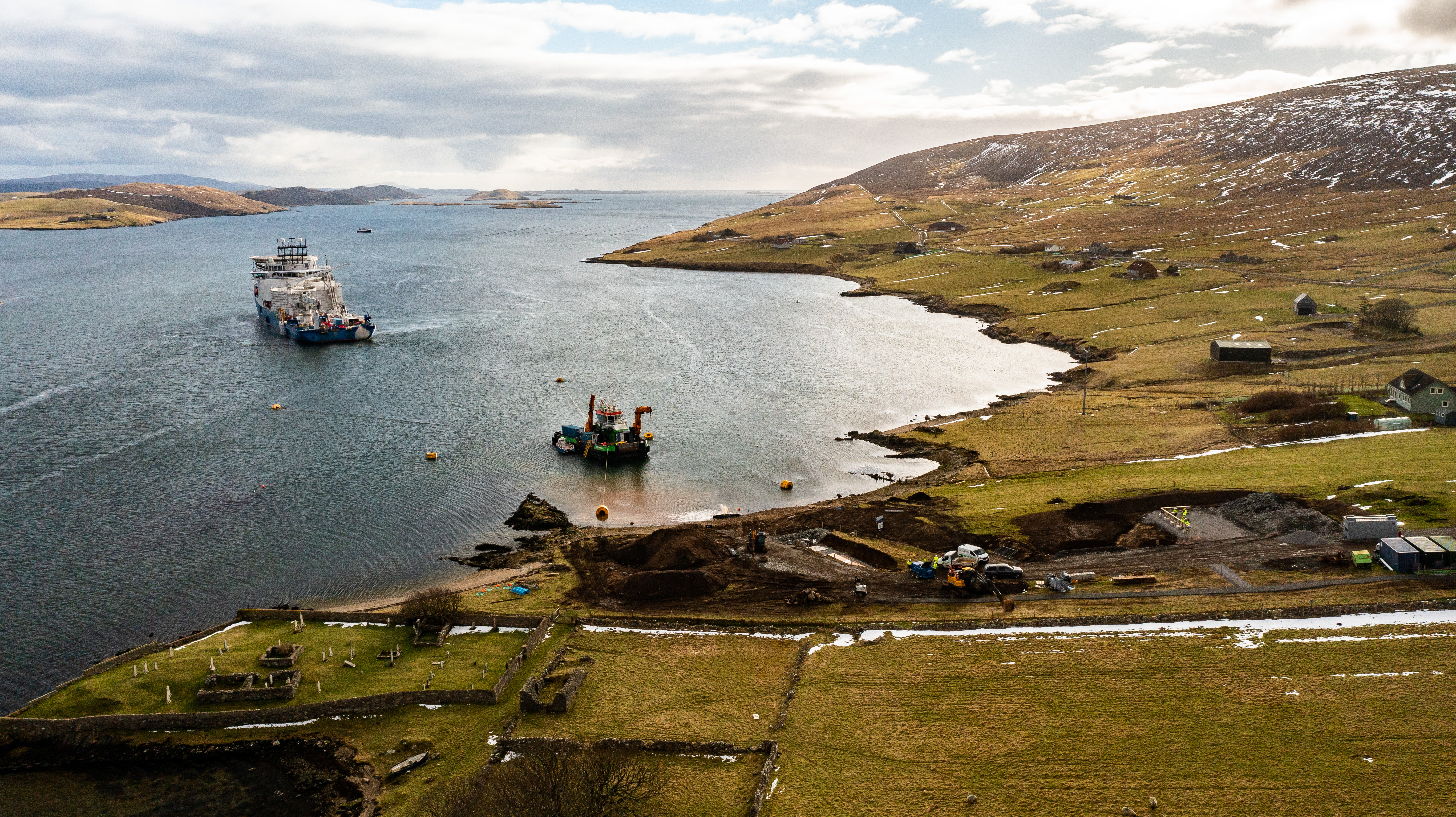 An archive picture of cable installation