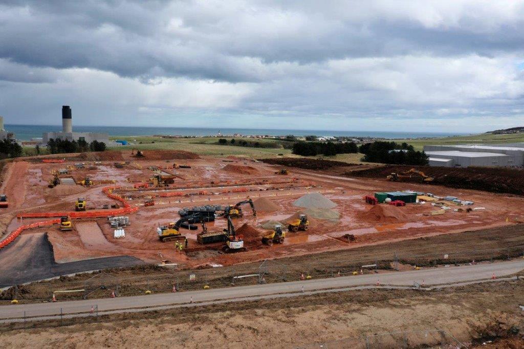 Construction site with heavy machinery 