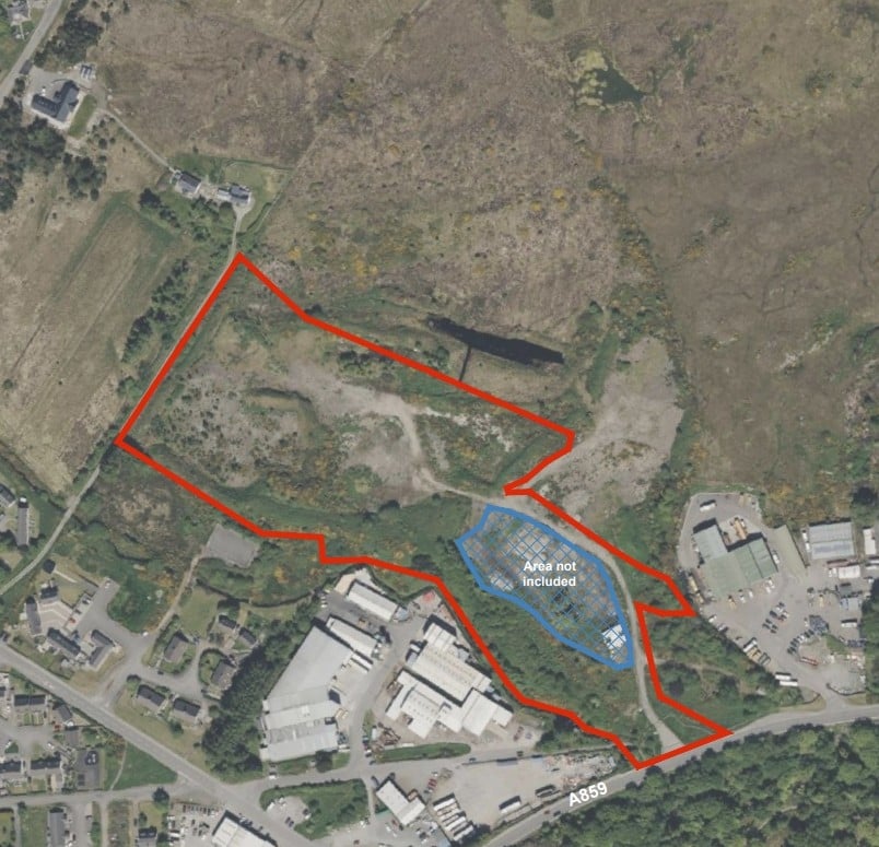 Image shows Lewis Hub temporary worker accommodation - development boundary