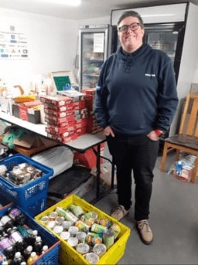 Image shows Foodbank donation by Laura Leslie-Sherwood with food donated by the Argyll substation projects that will support local families and individuals during the festive period.